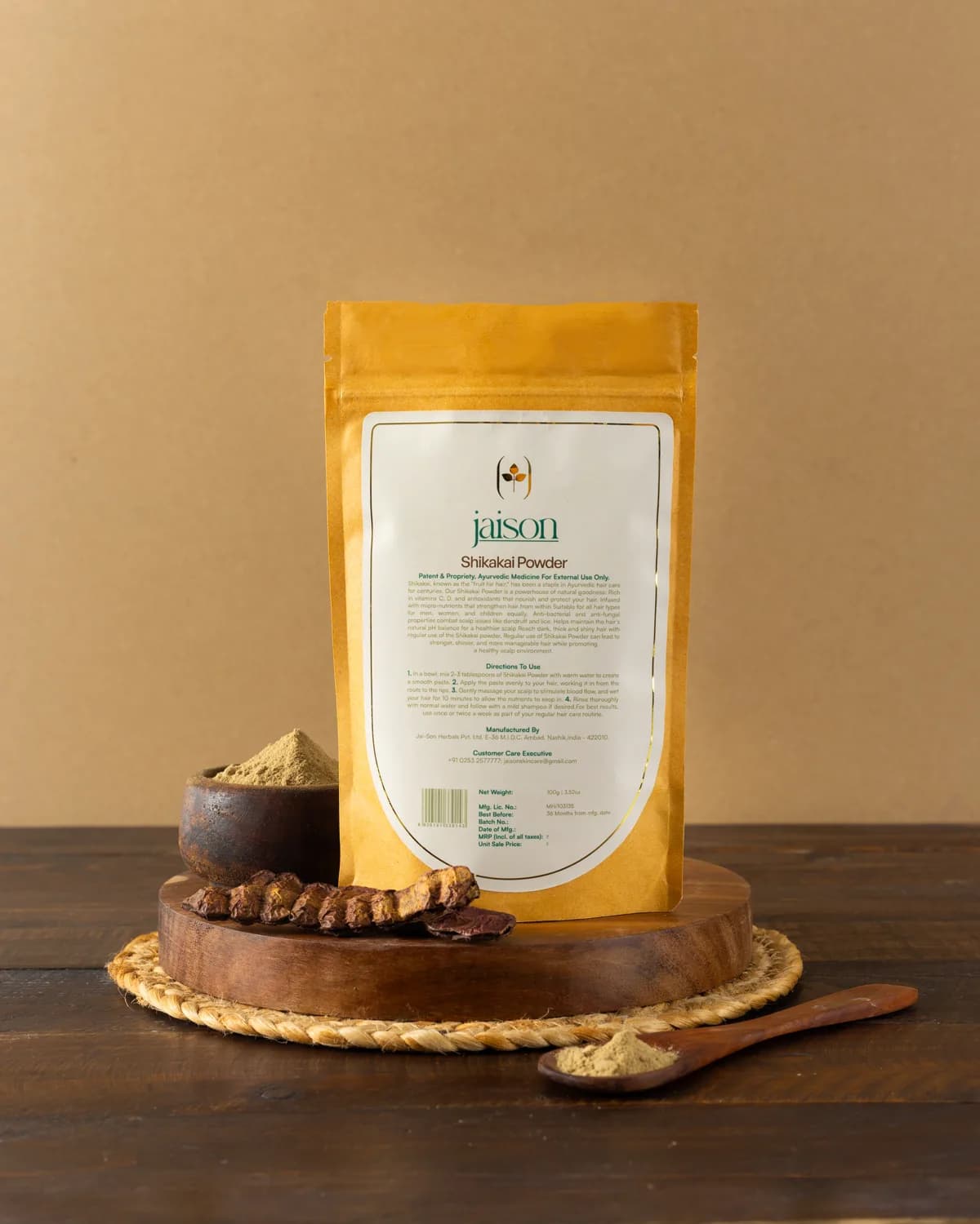 Shikakai Powder — back of pack showing ingredients list