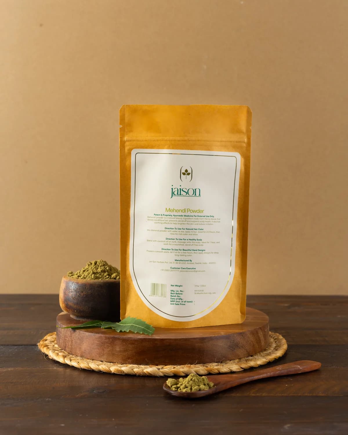 Mehendi Powder — back of pack showing ingredients list