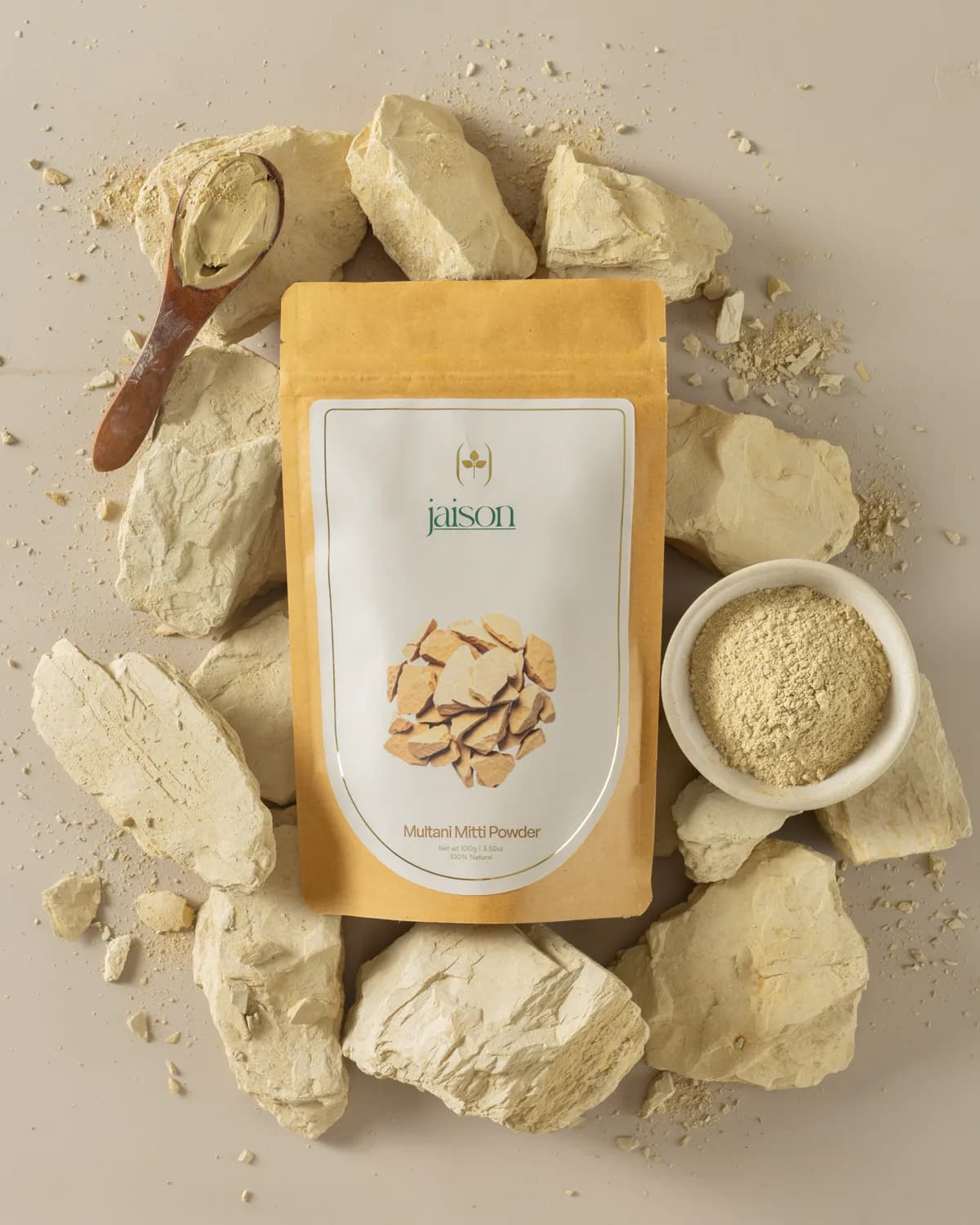 Multani Mitti — natural herbal powder lifestyle shot