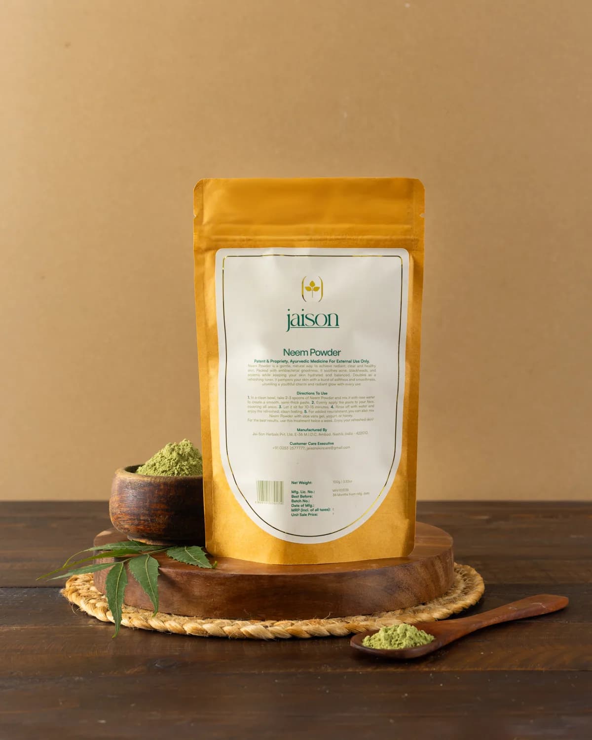 Neem Powder — back of pack showing ingredients list