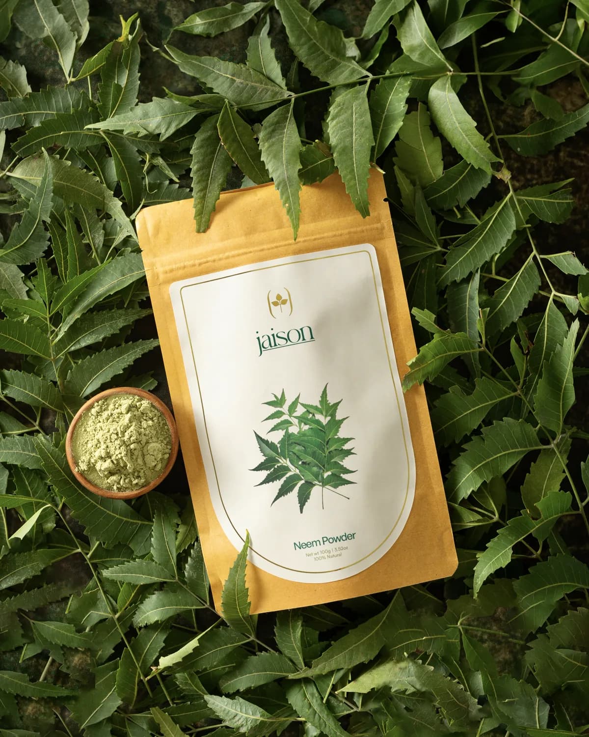 Neem Powder — natural herbal powder lifestyle shot