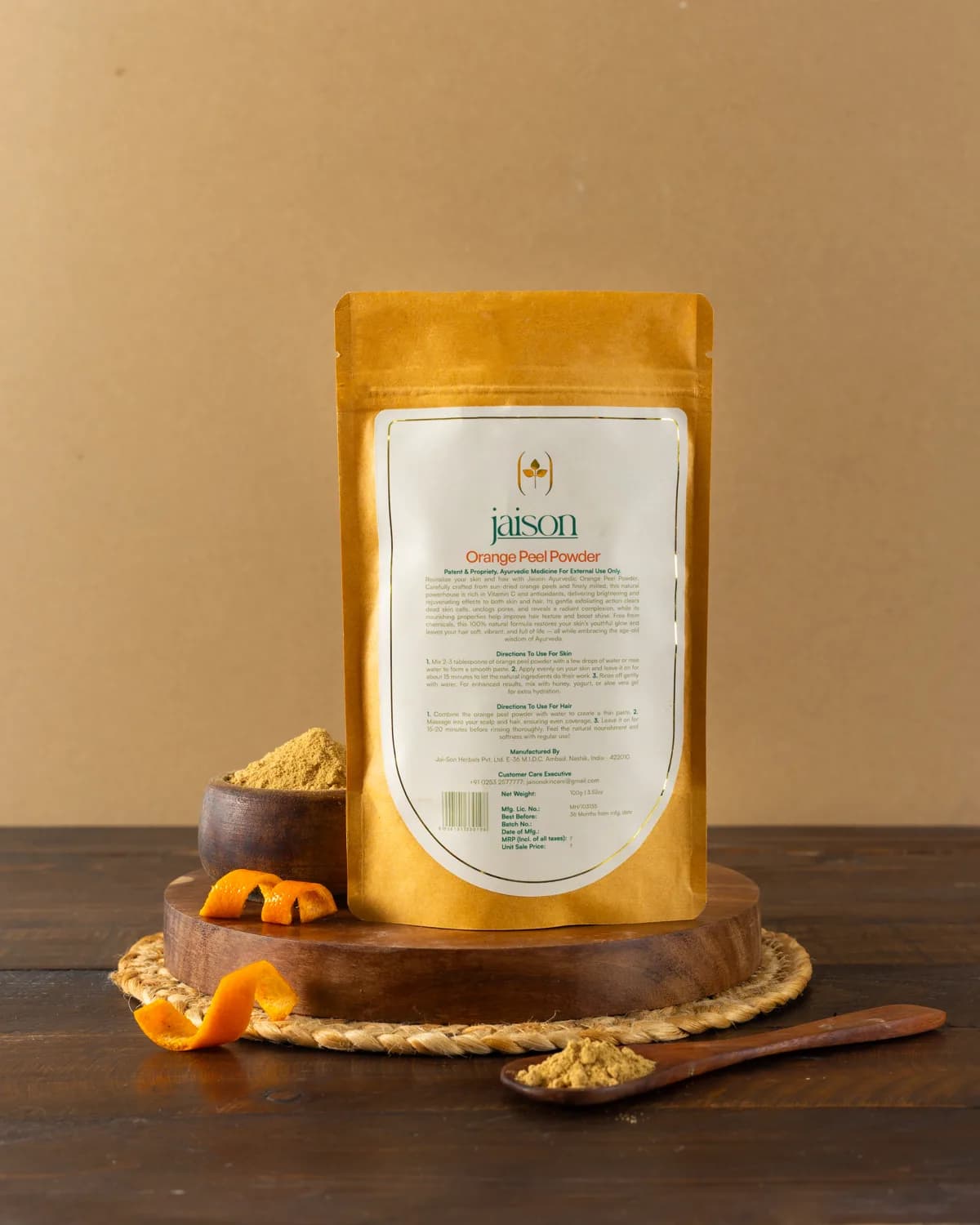 Orange Peel Powder — back of pack showing ingredients list