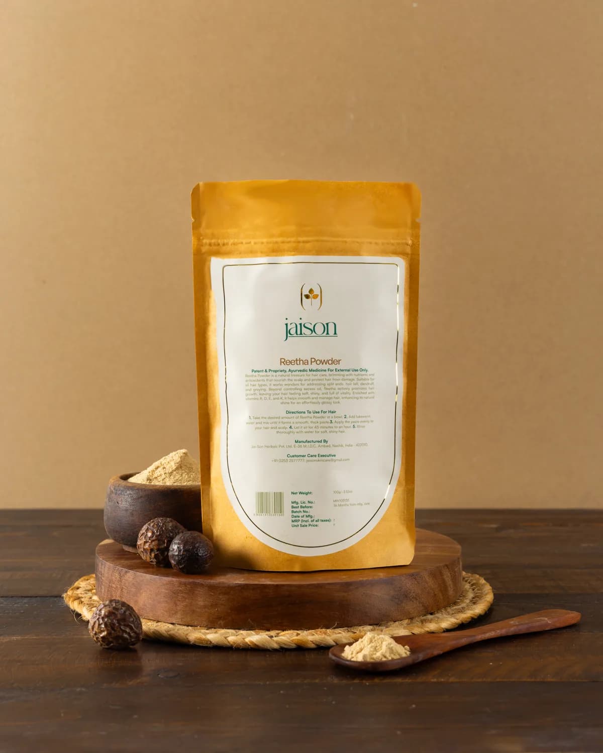 Reetha Powder — back of pack showing ingredients list