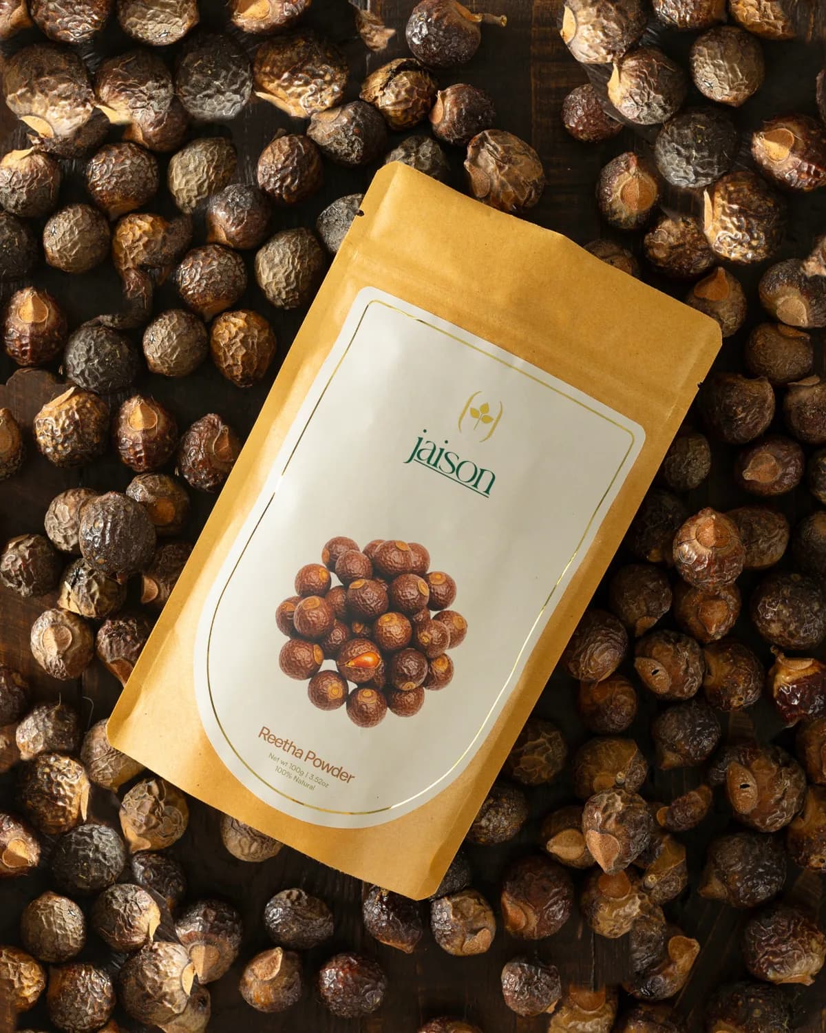 Reetha Powder — natural herbal powder lifestyle shot
