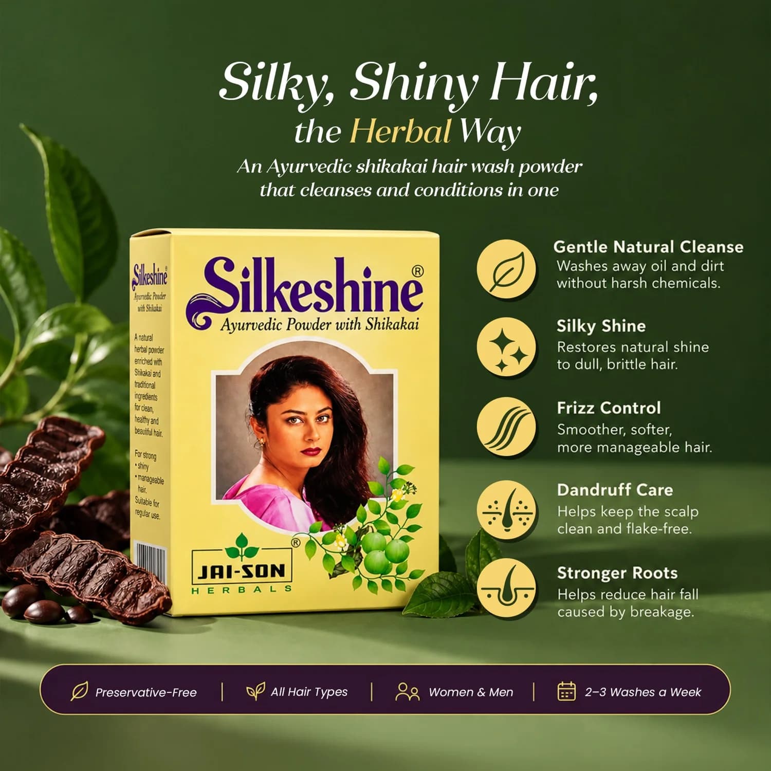 Silkeshine Ayurvedic Shikakai Powder — key skin and hair benefits